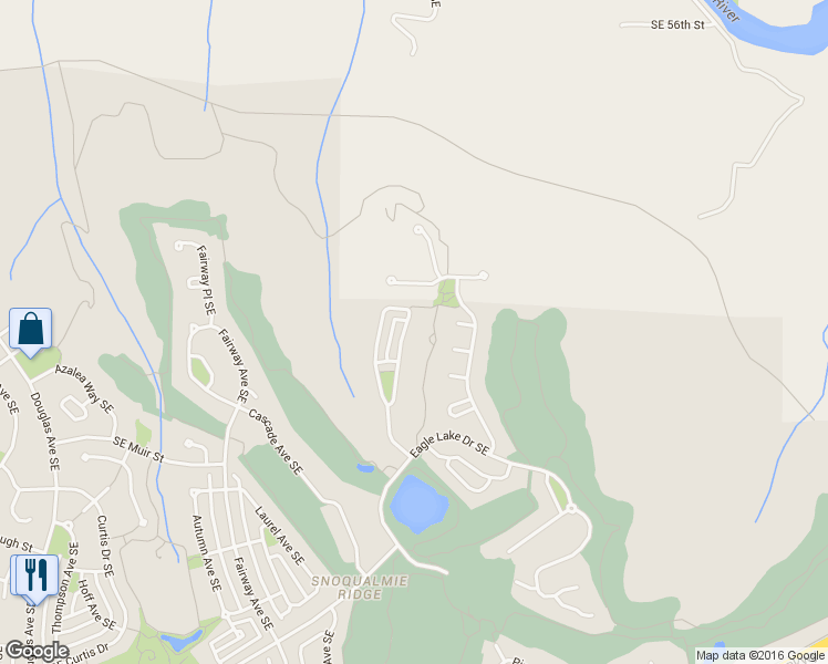 map of restaurants, bars, coffee shops, grocery stores, and more near 6508 East Crest View Loop Southeast in Snoqualmie