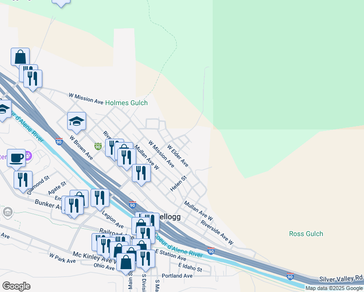 map of restaurants, bars, coffee shops, grocery stores, and more near 126 North Avenue in Kellogg
