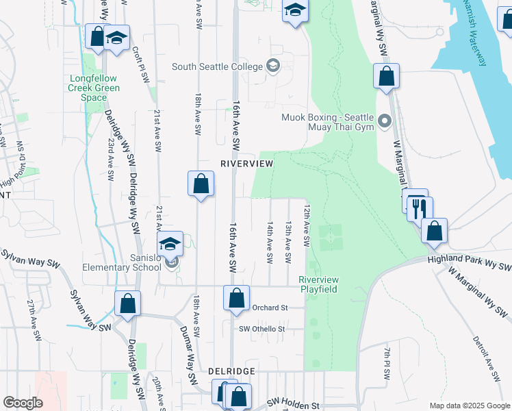 map of restaurants, bars, coffee shops, grocery stores, and more near 6710 15th Avenue Southwest in Seattle