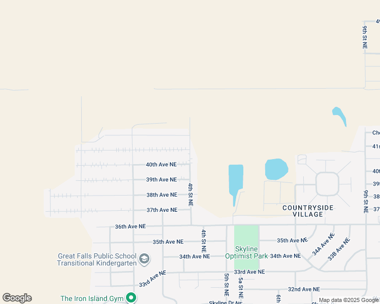 map of restaurants, bars, coffee shops, grocery stores, and more near 41st Avenue Northeast in Great Falls