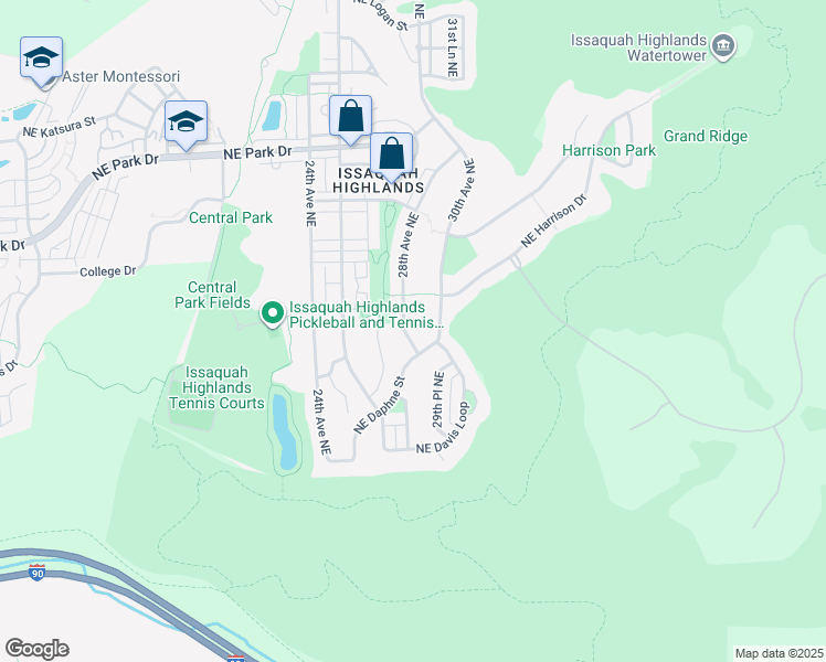 map of restaurants, bars, coffee shops, grocery stores, and more near 1630 28th Avenue Northeast in Issaquah