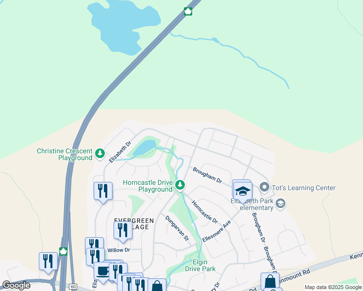 map of restaurants, bars, coffee shops, grocery stores, and more near 167 Elizabeth Drive in Paradise