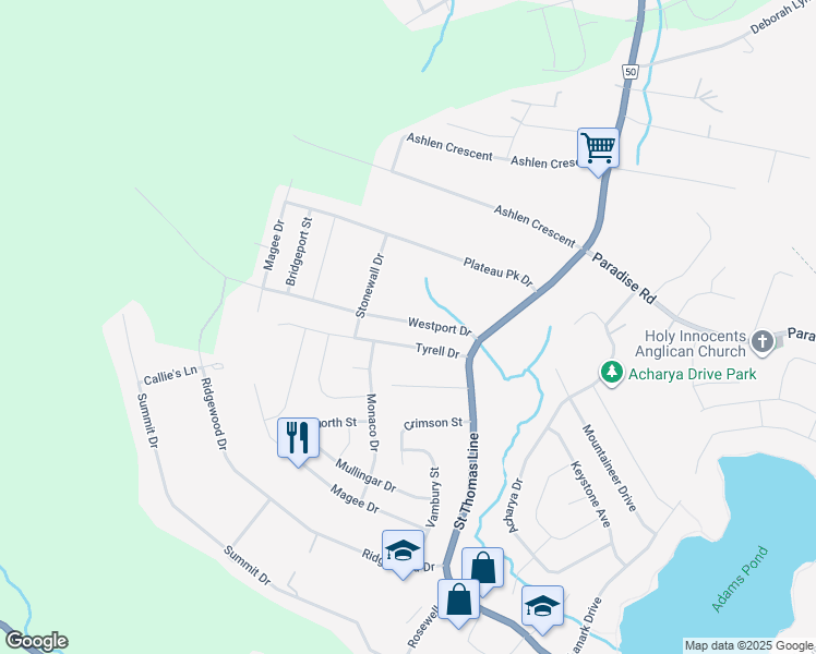 map of restaurants, bars, coffee shops, grocery stores, and more near 23 Westport Drive in Paradise