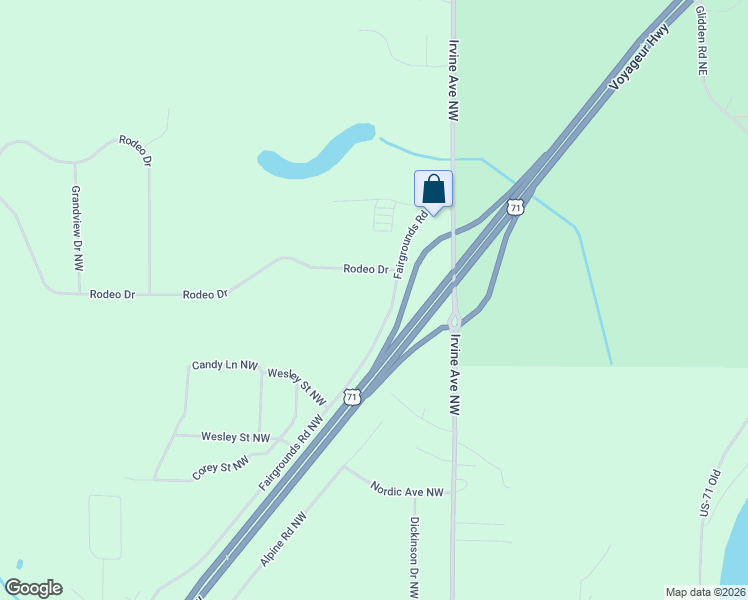 map of restaurants, bars, coffee shops, grocery stores, and more near 7507 Fairgrounds Road Northwest in Bemidji