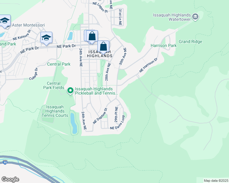 map of restaurants, bars, coffee shops, grocery stores, and more near 1597 30th Avenue Northeast in Issaquah