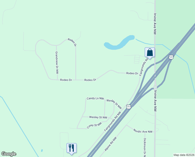 map of restaurants, bars, coffee shops, grocery stores, and more near 908 Rodeo Drive in Bemidji