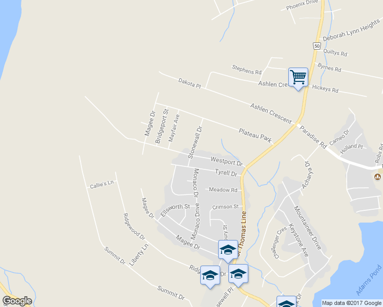 map of restaurants, bars, coffee shops, grocery stores, and more near 11 Stonewall Drive in Paradise