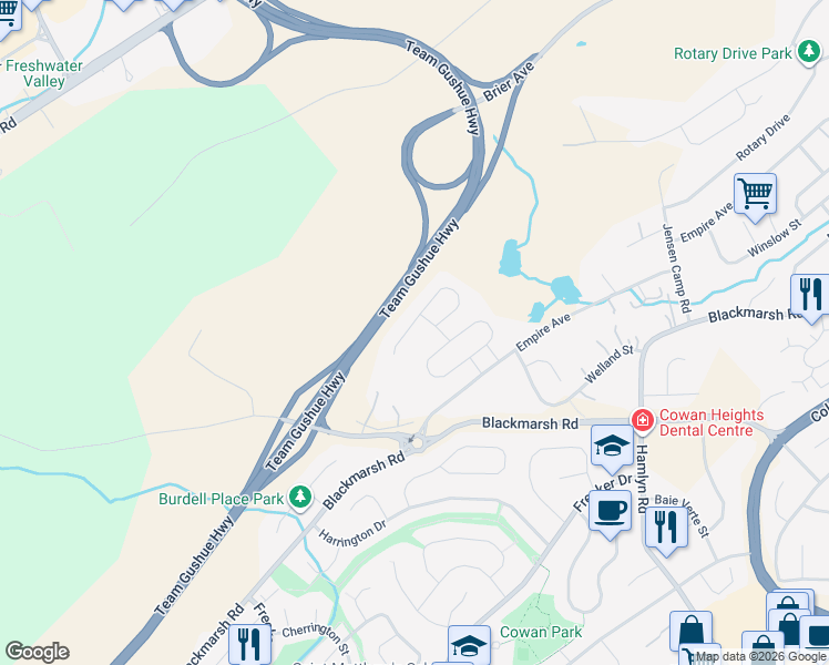 map of restaurants, bars, coffee shops, grocery stores, and more near 27 Willenhall Place in St. John's