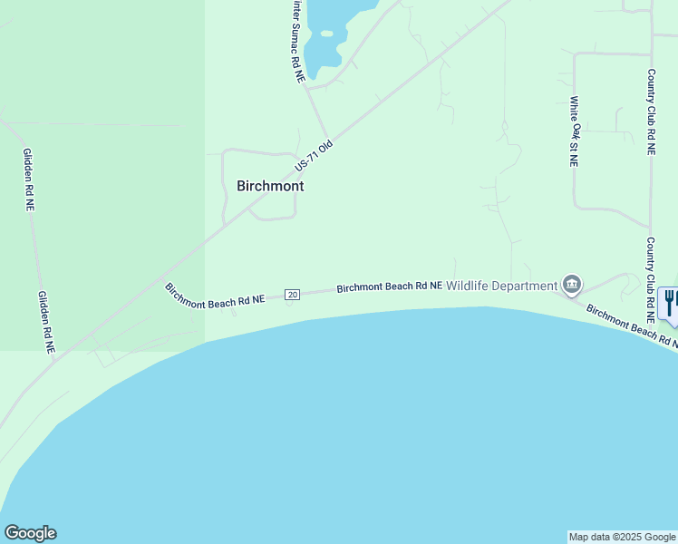 map of restaurants, bars, coffee shops, grocery stores, and more near 1241 Birchmont Beach Road Northeast in Bemidji