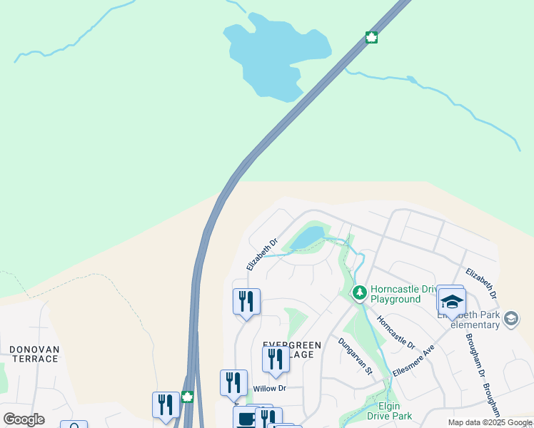 map of restaurants, bars, coffee shops, grocery stores, and more near 33 Christine Crescent in Paradise