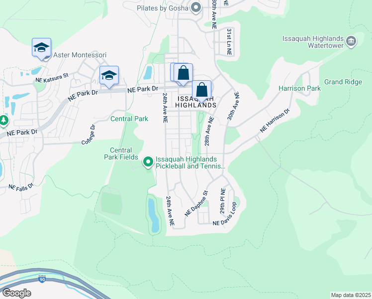 map of restaurants, bars, coffee shops, grocery stores, and more near 1652 25th Place Northeast in Issaquah