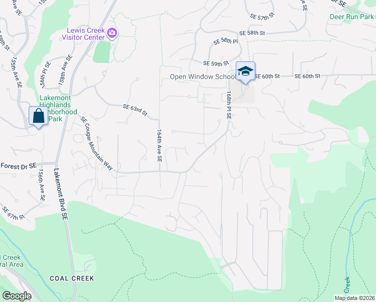 map of restaurants, bars, coffee shops, grocery stores, and more near 6435 166th Place Southeast in Bellevue