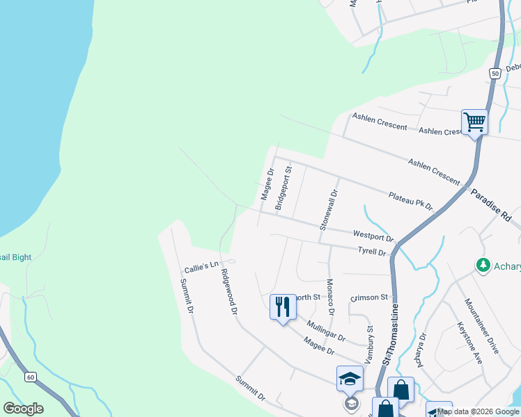 map of restaurants, bars, coffee shops, grocery stores, and more near 133 Magee Drive in Paradise