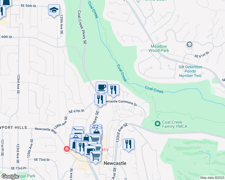 map of restaurants, bars, coffee shops, grocery stores, and more near 13398 Newcastle Commons Drive in Newcastle