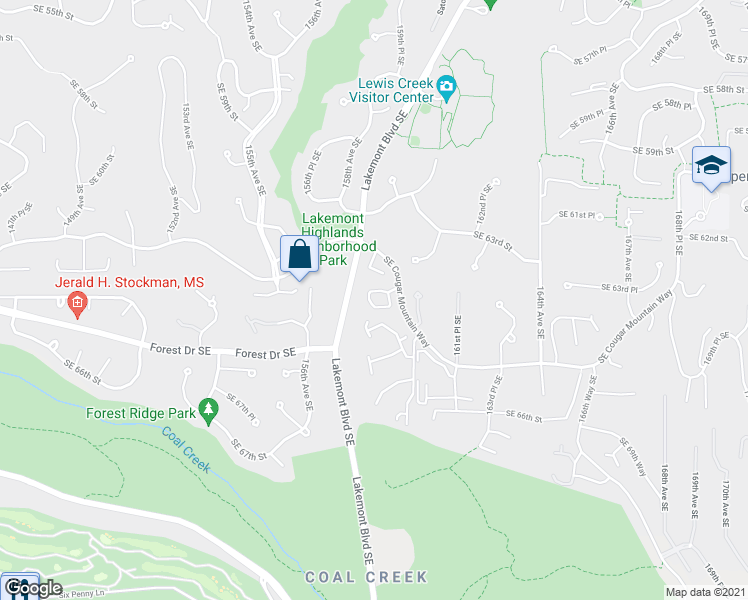 map of restaurants, bars, coffee shops, grocery stores, and more near 15933 Southeast Cougar Mountain Way in Bellevue