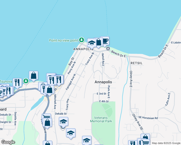 map of restaurants, bars, coffee shops, grocery stores, and more near 1260 Arnold Avenue in Port Orchard