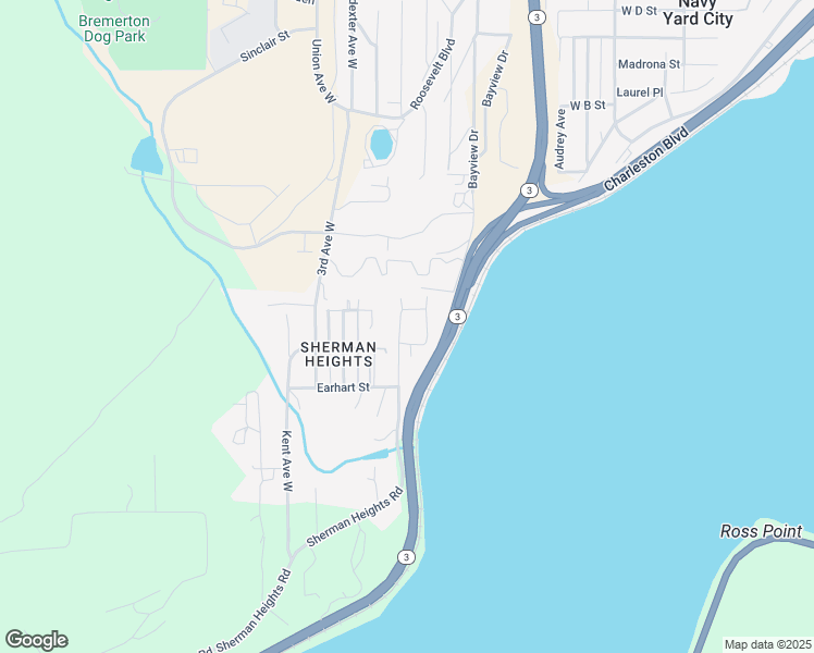 map of restaurants, bars, coffee shops, grocery stores, and more near 1964 Front Avenue West in Bremerton