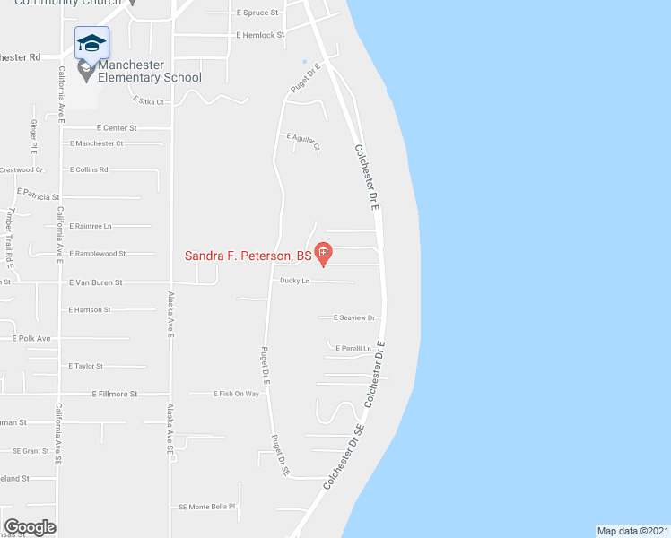map of restaurants, bars, coffee shops, grocery stores, and more near 1186 Colchester Drive East in Port Orchard