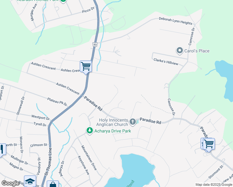 map of restaurants, bars, coffee shops, grocery stores, and more near 32 Cameo Drive in Paradise