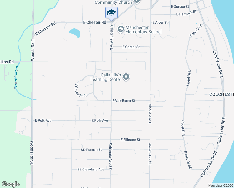 map of restaurants, bars, coffee shops, grocery stores, and more near 7276 East Ramblewood Street in Port Orchard