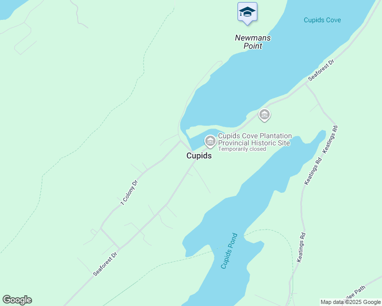 map of restaurants, bars, coffee shops, grocery stores, and more near 9 Quay Road in Cupids