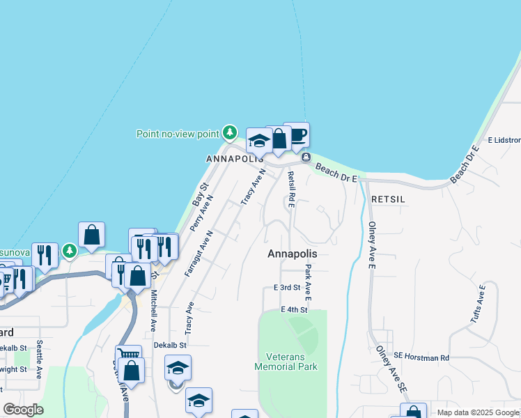 map of restaurants, bars, coffee shops, grocery stores, and more near 1260 Arnold Avenue in Port Orchard