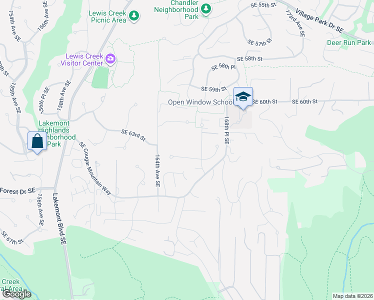 map of restaurants, bars, coffee shops, grocery stores, and more near 6302 164th Avenue Southeast in Bellevue