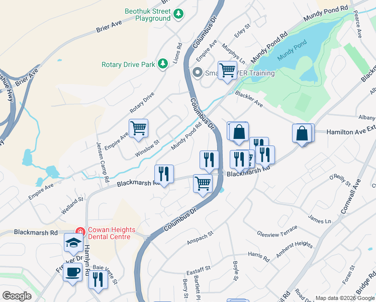 map of restaurants, bars, coffee shops, grocery stores, and more near 37 Alderberry Lane in St. John's