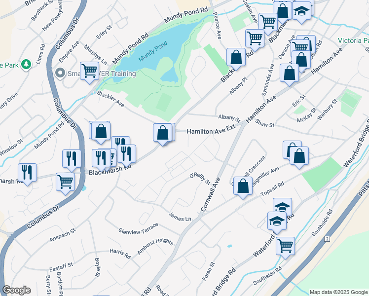map of restaurants, bars, coffee shops, grocery stores, and more near 12 Neville Place in St. John's