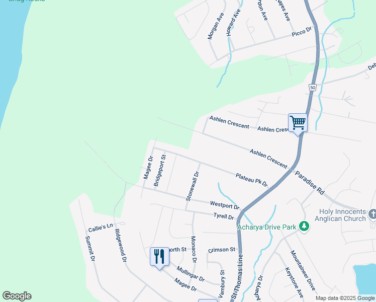 map of restaurants, bars, coffee shops, grocery stores, and more near 88 Plateau Park in Paradise