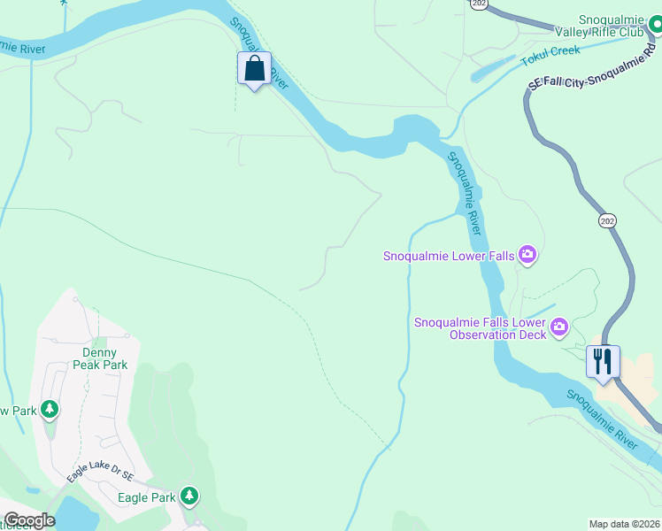 map of restaurants, bars, coffee shops, grocery stores, and more near 36800 Southeast David Powell Road in Fall City