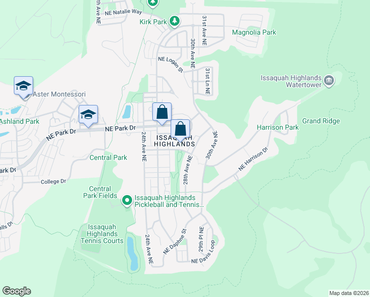map of restaurants, bars, coffee shops, grocery stores, and more near 2700 Northeast Julep Street in Issaquah
