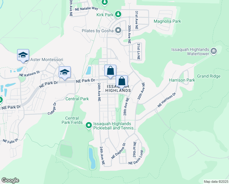 map of restaurants, bars, coffee shops, grocery stores, and more near 1772 25th Walk Northeast in Issaquah