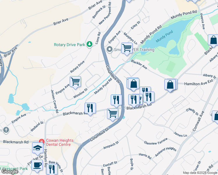 map of restaurants, bars, coffee shops, grocery stores, and more near 48 Alderberry Lane in St. John's