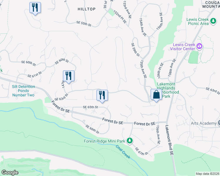 map of restaurants, bars, coffee shops, grocery stores, and more near 6216 151st Avenue Southeast in Bellevue