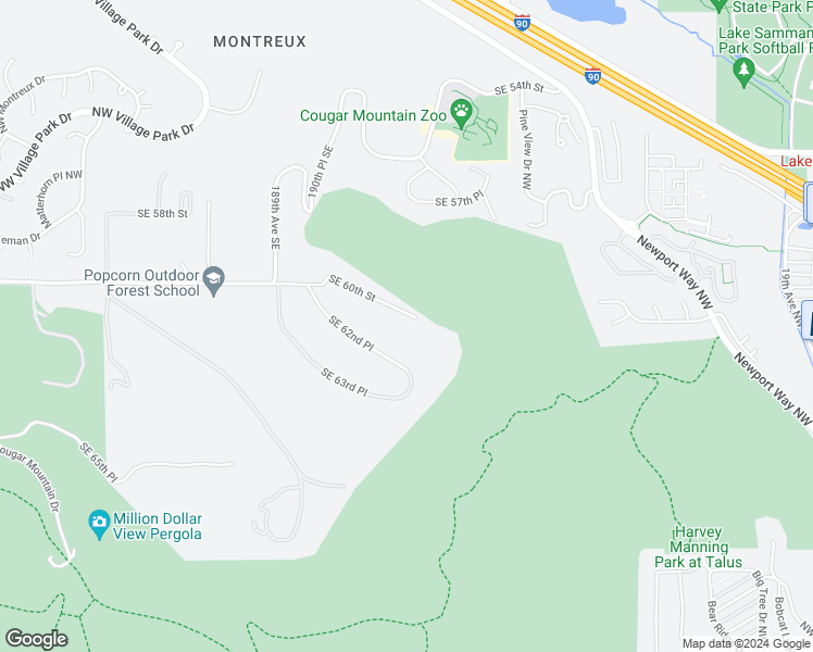 map of restaurants, bars, coffee shops, grocery stores, and more near 19210 Southeast 62nd Place in Issaquah