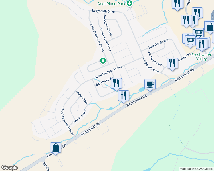 map of restaurants, bars, coffee shops, grocery stores, and more near 14 Northern Ranger Street in St. John's