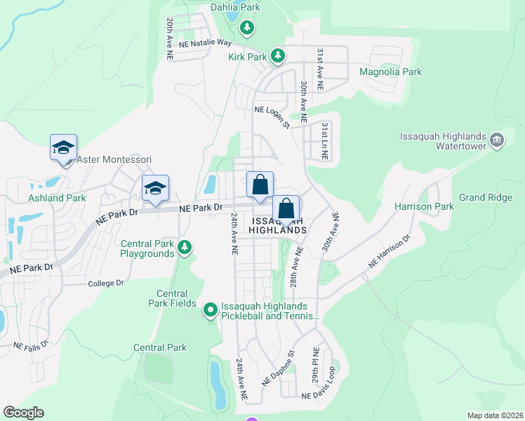 map of restaurants, bars, coffee shops, grocery stores, and more near 1840 25th Avenue Northeast in Issaquah