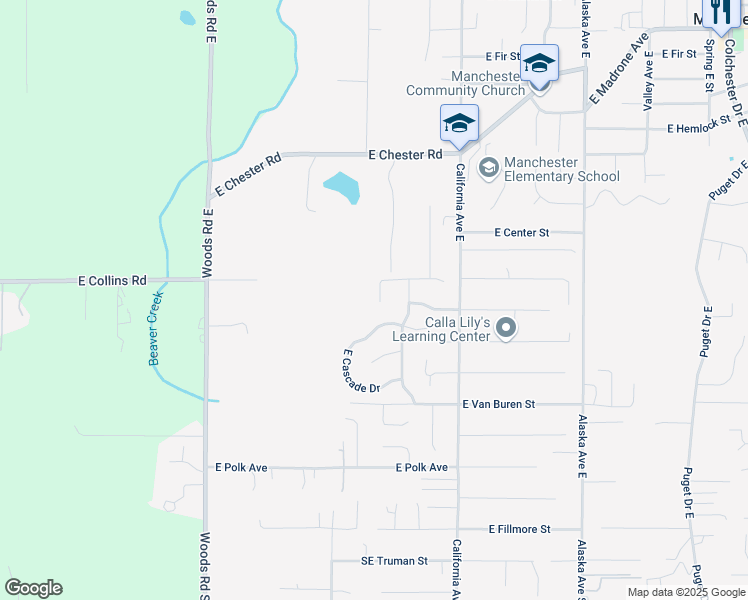 map of restaurants, bars, coffee shops, grocery stores, and more near 6923 East Crestwood Court in Port Orchard