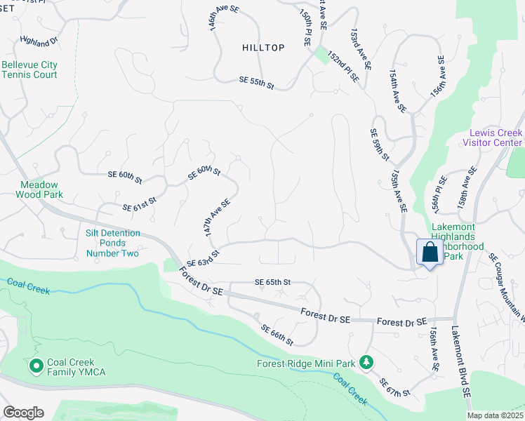 map of restaurants, bars, coffee shops, grocery stores, and more near 14812 Southeast 62nd Court in Bellevue