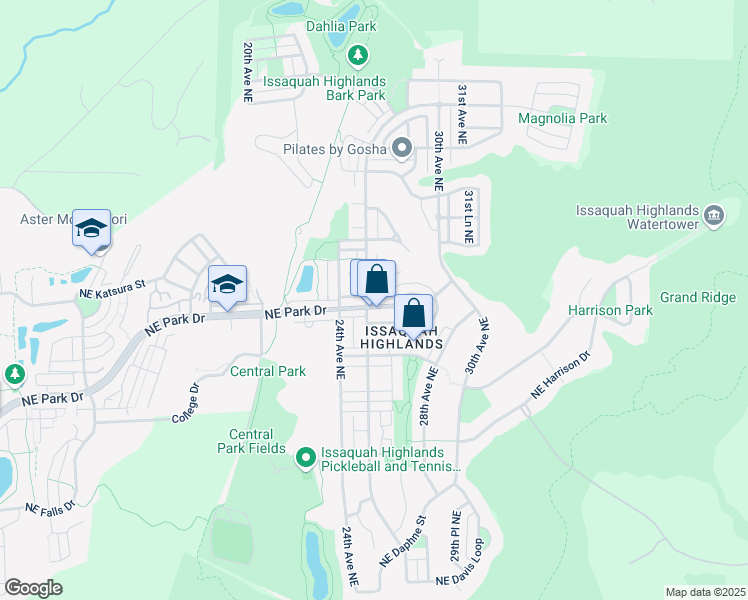map of restaurants, bars, coffee shops, grocery stores, and more near 1880 25th Avenue Northeast in Issaquah