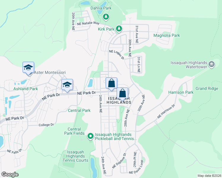 map of restaurants, bars, coffee shops, grocery stores, and more near 1919 25th Avenue Northeast in Issaquah