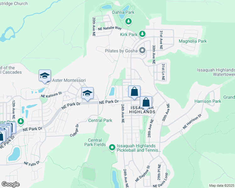 map of restaurants, bars, coffee shops, grocery stores, and more near 1931 23rd Place Northeast in Issaquah