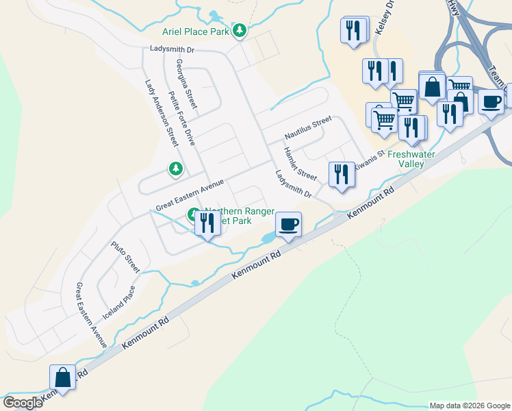 map of restaurants, bars, coffee shops, grocery stores, and more near 10 Plover Street in Saint John's