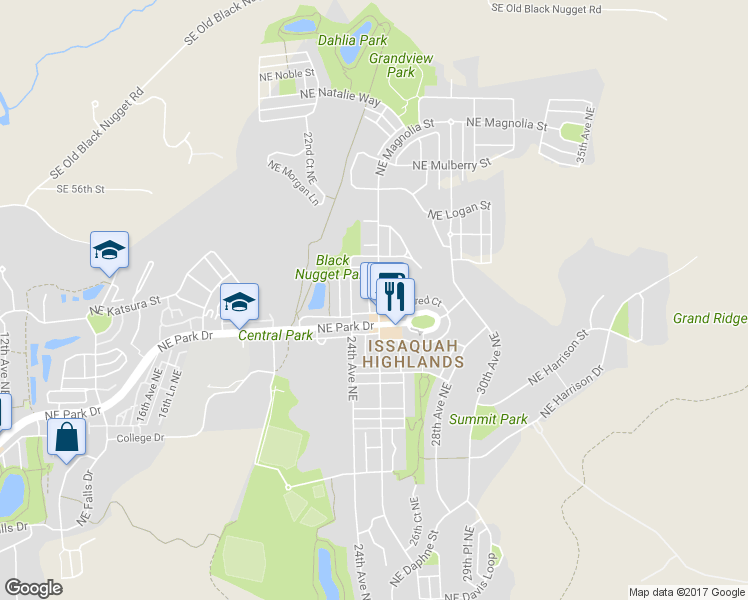 map of restaurants, bars, coffee shops, grocery stores, and more near 1919 25th Avenue Northeast in Issaquah
