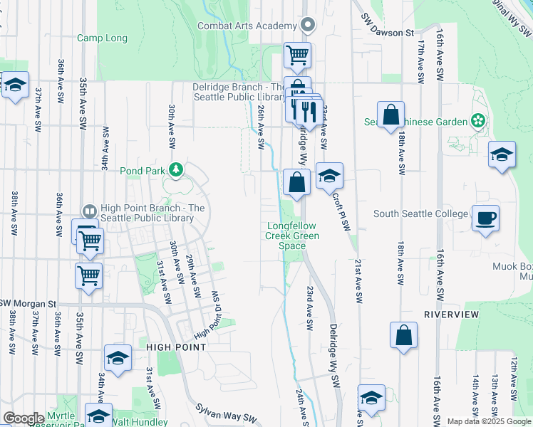 map of restaurants, bars, coffee shops, grocery stores, and more near 5960 26th Avenue Southwest in Seattle
