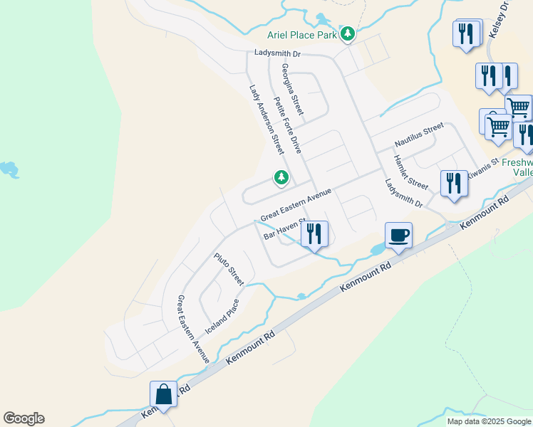 map of restaurants, bars, coffee shops, grocery stores, and more near 78 Great Eastern Avenue in Saint John's
