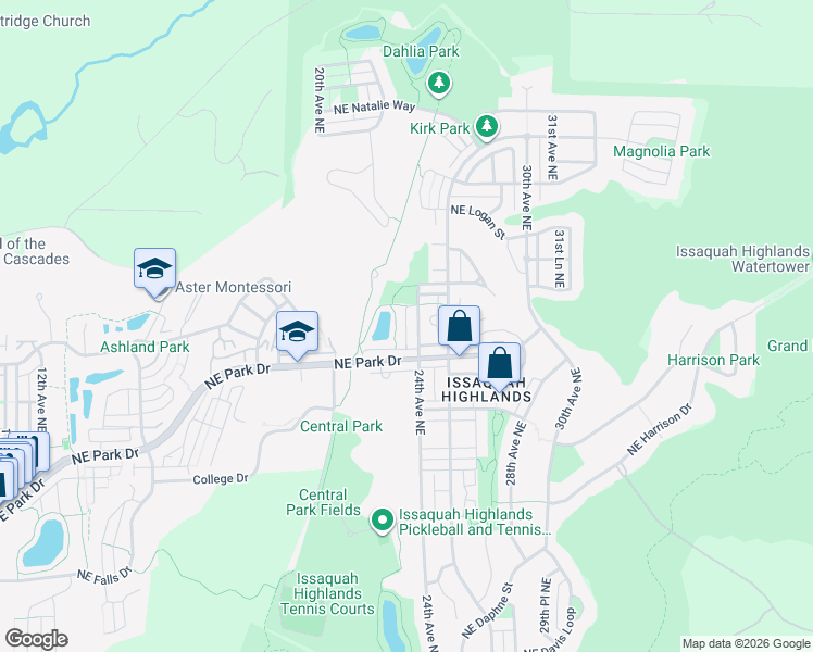 map of restaurants, bars, coffee shops, grocery stores, and more near 1957 23rd Place Northeast in Issaquah