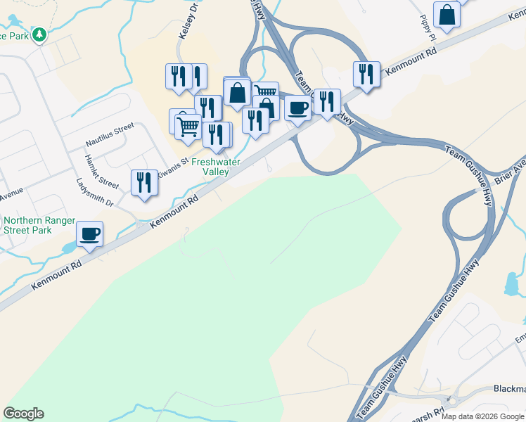 map of restaurants, bars, coffee shops, grocery stores, and more near 321 Kenmount Road in St. John's