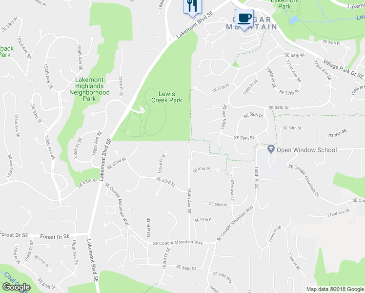 map of restaurants, bars, coffee shops, grocery stores, and more near 6133 164th Avenue Southeast in Bellevue